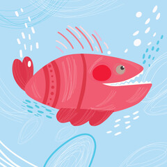 Pink Crazy Fish with open mouth smiling