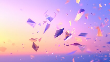 Abstract background featuring random translucent polygons scattered over a softly blended pastel gradient with unclear edges