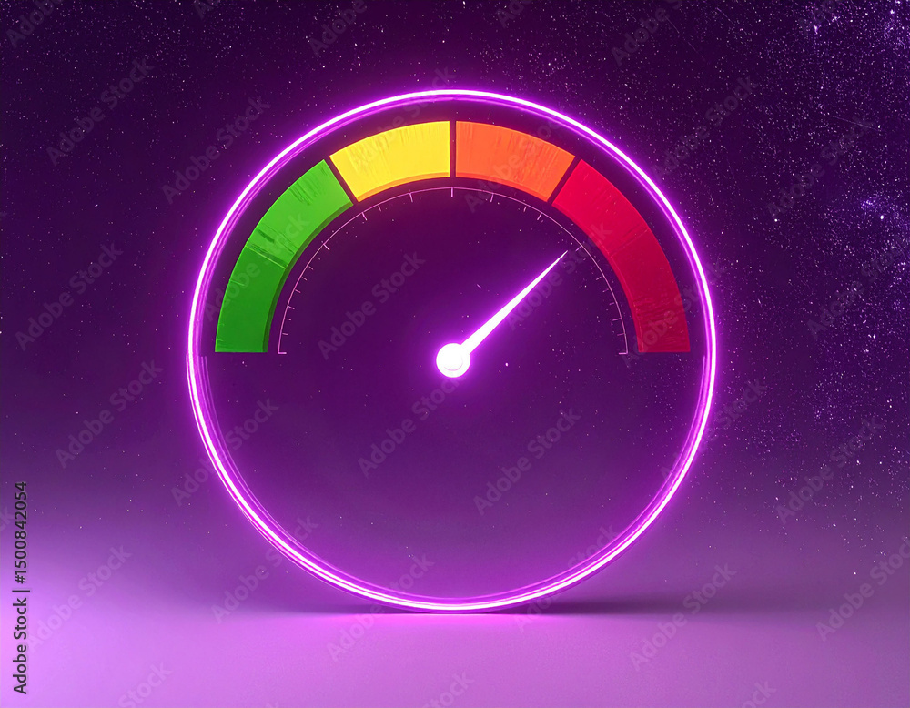Poster monitoring performance metrics speedometer visualization digital environment infographic design abst