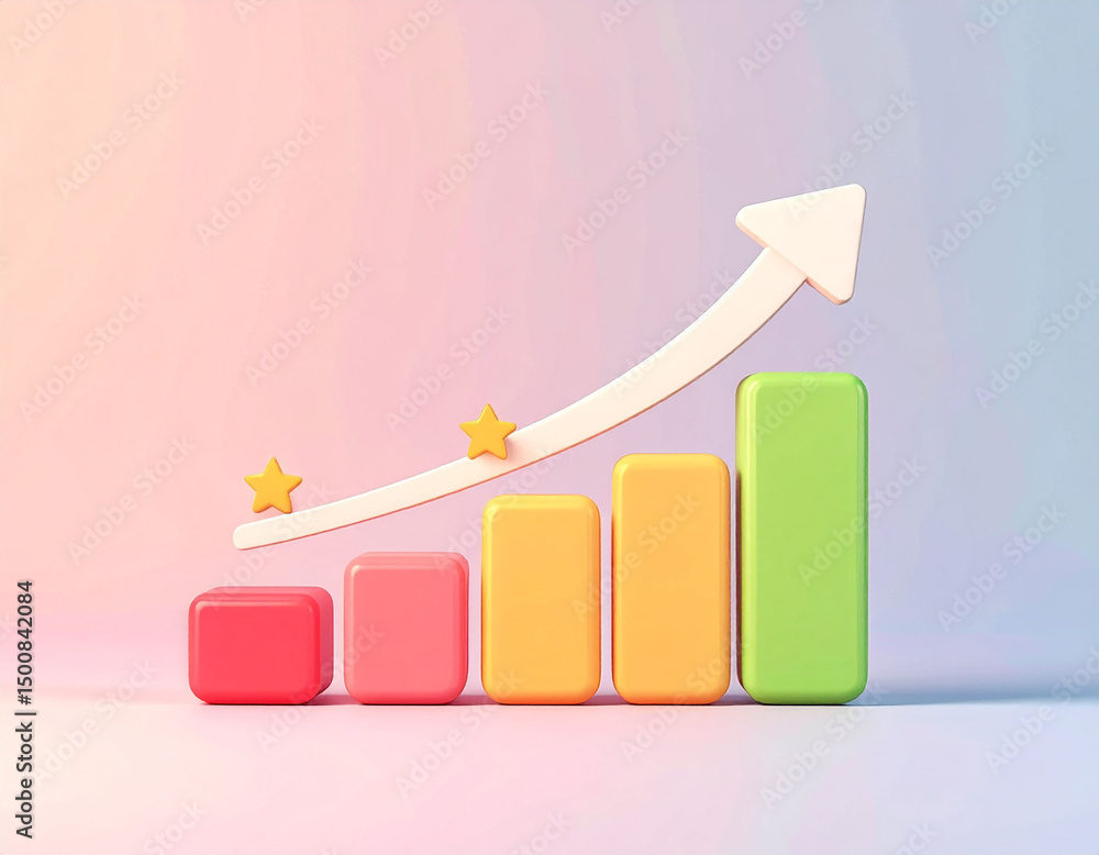 Poster growth trends in business analytics bar chart visualization digital environment informative viewpoin