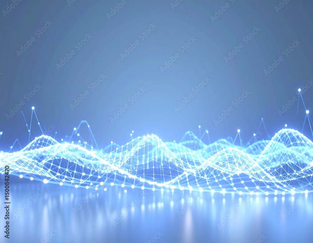 Poster dynamic data visualization waves digital space graphic design abstract aerial view technology concep