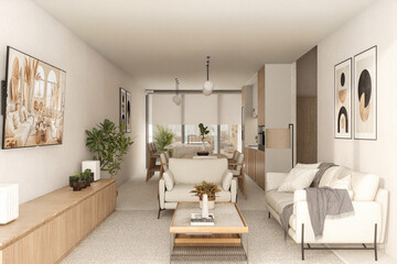 High-quality architectural render of El Garrofí, a deluxe residential project located in Pego, Alicante (Spain). The design blends restored historical elements with a clean, Mediterranean minimalist a