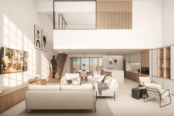 Deluxe residential render of El Garrofí in Alicante, Spain. Mediterranean minimalism, restored façade, terraces, and natural materials. Ideal for urban design and architecture.