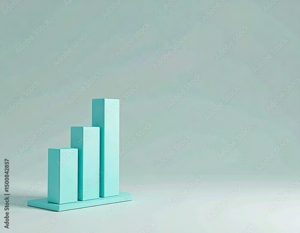 Poster analyzing business growth metrics modern office space graph visualization minimalist design elevated