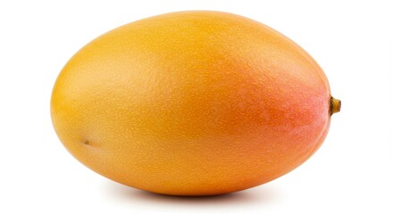 Realistic Photo of a Ripe Mango Isolated on White Background with Yellow and Orange Tones