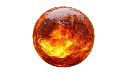 Fiery sphere, Earth-like, engulfed in flames