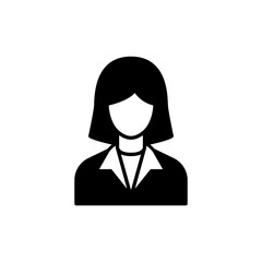 Business woman icon, vector avatar symbol. Female pictogram, girl, lady silhouette sign isolated. Face, head, profile, user, worker, manager, businesswoman, office concept.