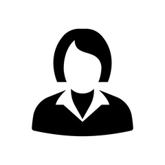 Business woman icon, vector avatar symbol. Female pictogram, girl, lady silhouette sign isolated. Face, head, profile, user, worker, manager, businesswoman, office concept.