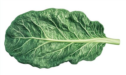 Obraz premium Single chard leaf, isolated, white background, healthy food ingredient (1)