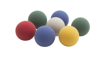 Assorted colorful foam balls clustered