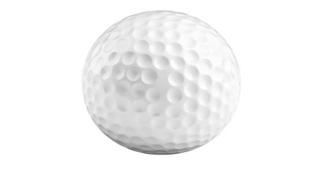 White golf ball, dimpled surface
