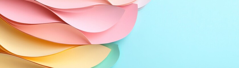 Pastel Paper Waves Abstract on Blue Background, textures ,art