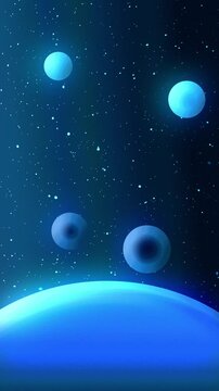 vertical blue presentation template with blue planet, center star rotation. perfect for overlay project design, iphone wallpaper, lock screen, advertisement, needed modern look