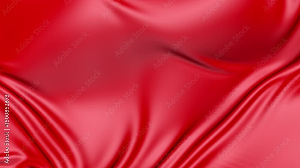 Poster red silk reverie: dive into a world of elegance with this 4k 3d animation featuring a flowing red si