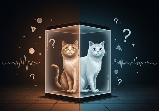 Two cats in a box representing the concept of Schrodinger's cat  