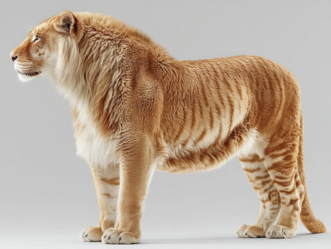 A depiction of a liger, a hybrid of a lion and tiger