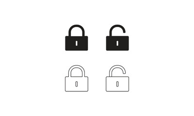 Locked and Unlocked Padlock Icon Set.