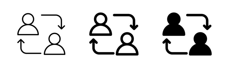 User switch icon with directional arrows, representing position change, account change, user exchange, or profile swap.