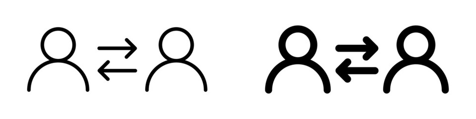 User switch icon with directional arrows, representing position change, account change, user exchange, or profile swap. Vector Illustration