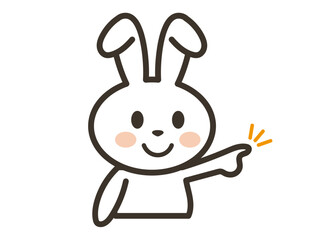 指をさすかわいい白うさぎの上半身イラスト