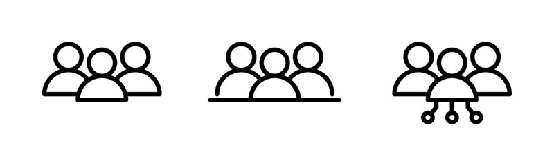 User group network, society icon showing multiple users connected by nodes, representing teamwork, social connection, or data sharing.