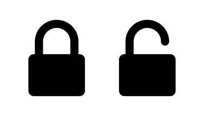 Lock and unlock padlock icon representing security, privacy, access control, or data protection.