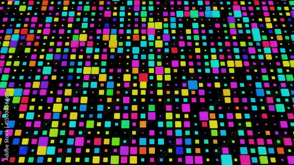 Poster simple geometric background with colorful plates on plane flashing like neon lights, looping smooth 
