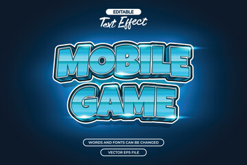 Mobile game editable text effect with blue text and modern style text effect