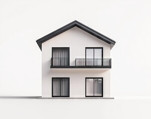Modern two-story house, white exterior, dark trim