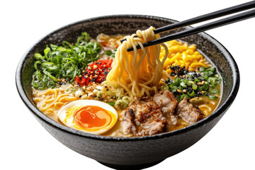 Delicious japanese ramen noodles with pork and egg