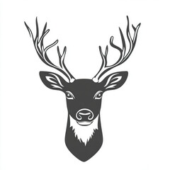 Naklejka premium reindeer head silhouette , black and white illustration isolated on white background