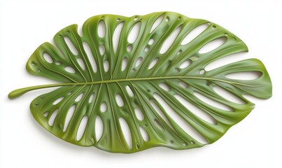 Tropical leaf cutout, white background, design element