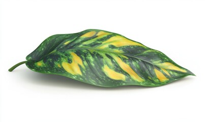 Variegated leaf, isolated on white, studio shot, nature background, botanical illustration
