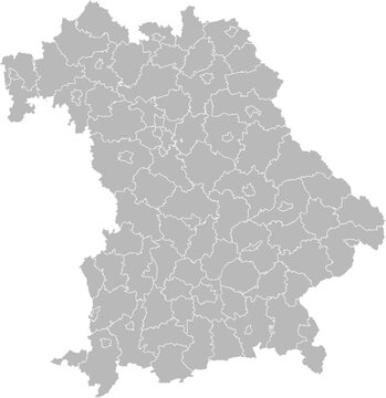 Bavaria, Germany &ndash; administrative vector map with district boundaries (Web Mercator projection, PPT-compatible & fully editable)