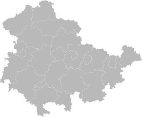 Thuringia, Germany – administrative vector map with district boundaries (Web Mercator projection, PPT-compatible & fully editable)