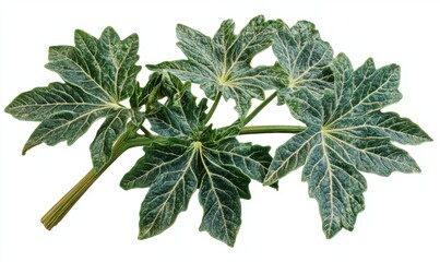 Variegated plant sprig, isolated, white background, botanical illustration, nature design