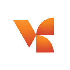 K Modern Abstract Geometric Logo in Orange Gradient