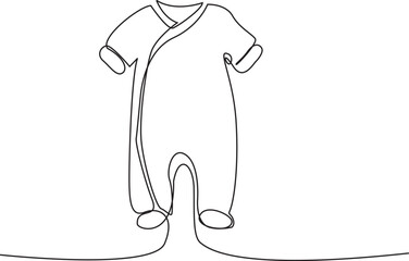 Continuous one line baby clothes line art vector illustration background Editable Stroke. Eps 10.