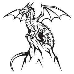 dragon standing on a rock vector image