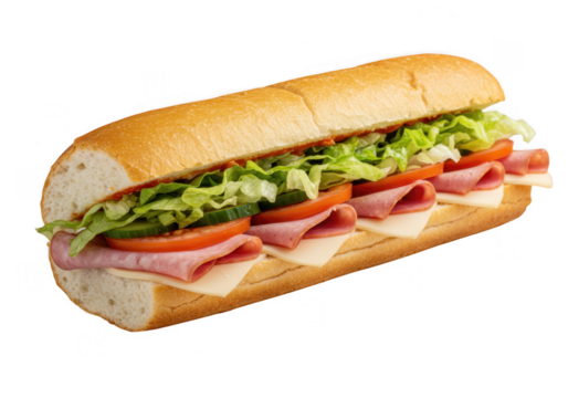Delicious ham and cheese sub sandwich on a crusty roll