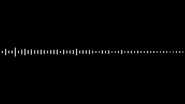 Horizontal audio spectrum visualizer motion graphic animation, waveform sound overlay on transparent background alpha channel