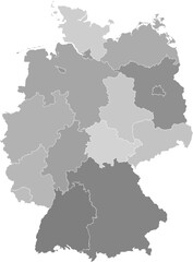 Germany administrative vector map with level 1 region boundaries (Web Mercator projection, PPT-compatible & fully editable)
