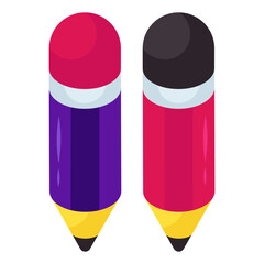 A writing tool icon, isometric design of pencils
