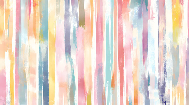 Fototapeta Watercolor background with soft pastel colors and seamless brush strokes of colorful vertical stripes pattern. Abstract background.