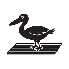 Bouncing Pelican Chick In Silhouette Vector