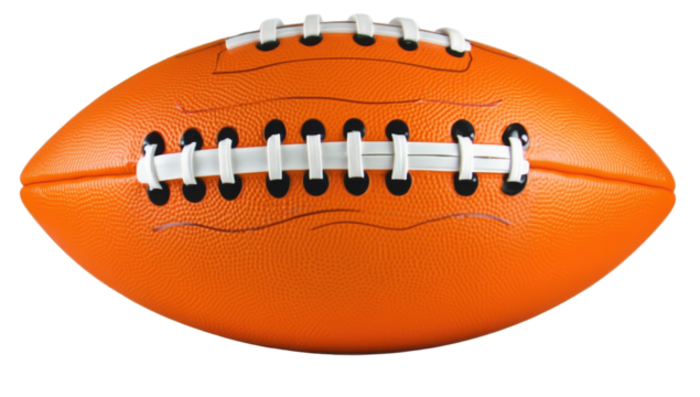 Orange football, stitched, close-up