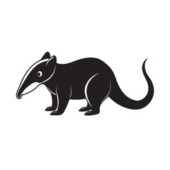 Curious Anteater Cub Sniffing Silhouette Vector