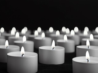 Vintage black-and-white military portraits surrounded by candles, symbolizing remembrance