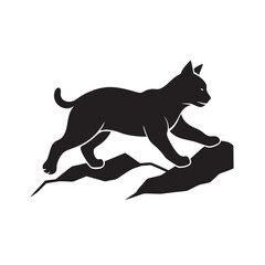 Leaping Lynx Cub Gracefully Silhouette Vector