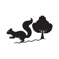 Leaping Squirrel With Bushy Tail Silhouette Vector